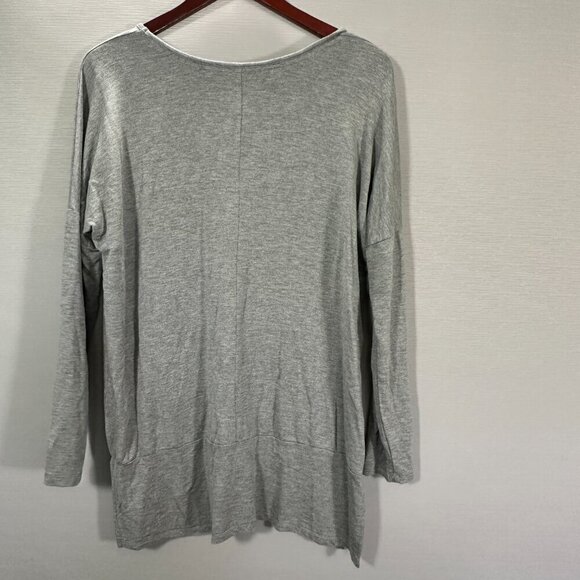 Cupio Top Womens Large Gray Stretch Tee Shirt Long Sleeve Pullover Split Hem - Picture 6 of 7